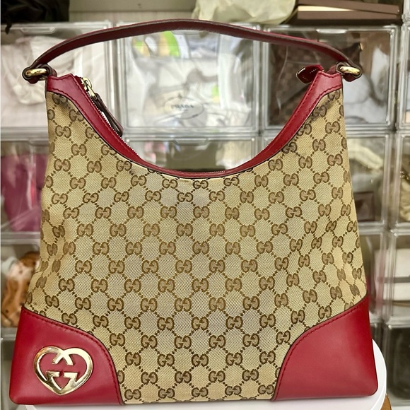 Authentic Gucci Hobo Red and Tan Shoulder Bag - Picture 1 of 11